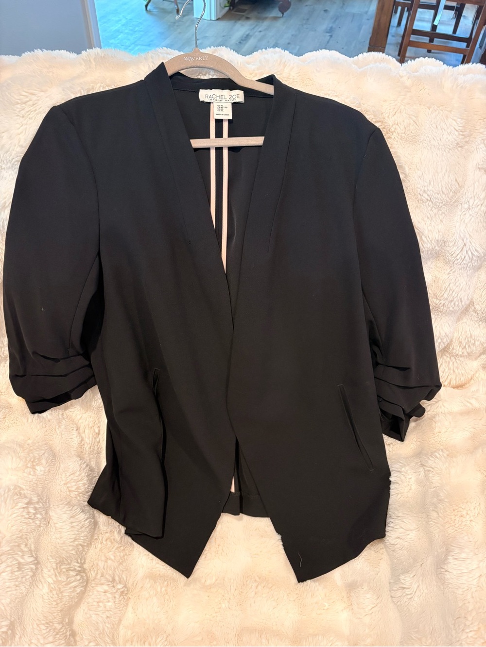 Rachel Zoe Black Draped Open-Front Women's Blazer Jacket